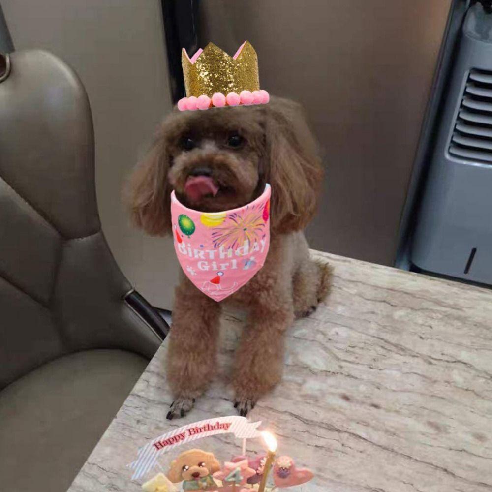 

Cartoon Pet Birthday Triangle Scarf Polyester Dog Triangle Scarf Birthday Party