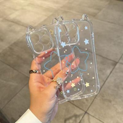 Cat Ears for Apple Phone Protective Case Full Coverage Four Corners Airbag Phone Case Cartoon Transparent for Apple 16pro