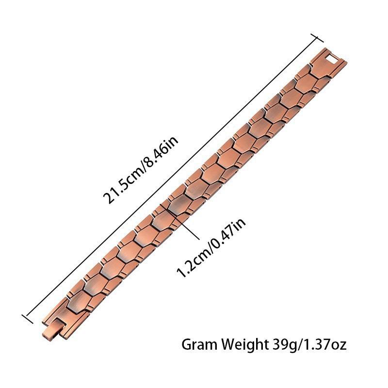 Men's Retro Antique Red Copper Wide Magnet Bracelet - Adjustable Cross-Border Style
