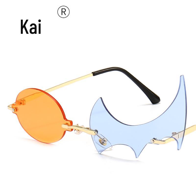 Необычные многоугольные солнцезащитные очки с пламенным узором - Модный европейский и американский стиль знаменитостей