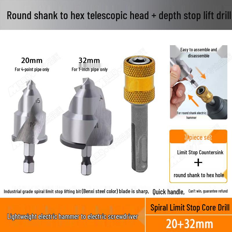 Hex Shank T-Handle Drill Bit and Pipe Reamer Hole Opener