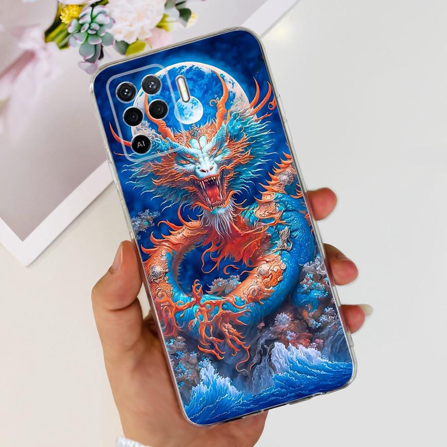 Für Oppo Reno5 Lite 5 Lite Handyhülle Weiches TPU Silikon Fundas Oppo A94 4G 5G Hülle Drachen Marmor Luxus Girly Malerei Capa