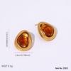 Vintage Amber Gradient Flower & Heart Stainless Steel Stud Earrings with Sun Pattern