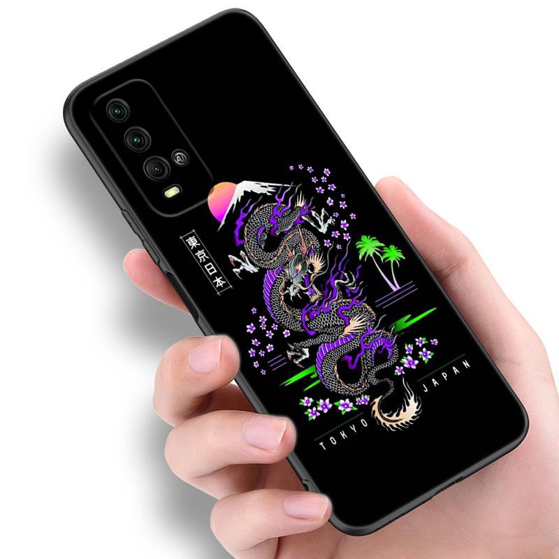 Japan Wave Anime Dragon Phone Case For Xiaomi Redmi Note 5 6 9T K20 K40 K50 Pro 7A 8A 9A 9C 9i 10A 10C A1 S2 TPU Black Cover