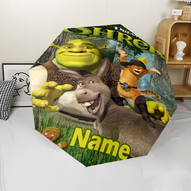 Custom Name Shrek Theme Automatic Umbrella, Lightweight & Portable, 8 Rib, Perfect for Outdoor Travel, Birthdays, Christmas, Gifts.