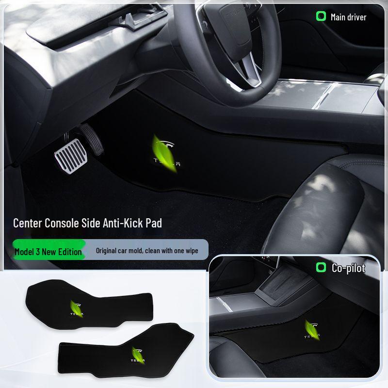 Nappa Leather Anti-Kick Pads for Model 3/Y Console Sides - Stain-Resistant Interior Protection