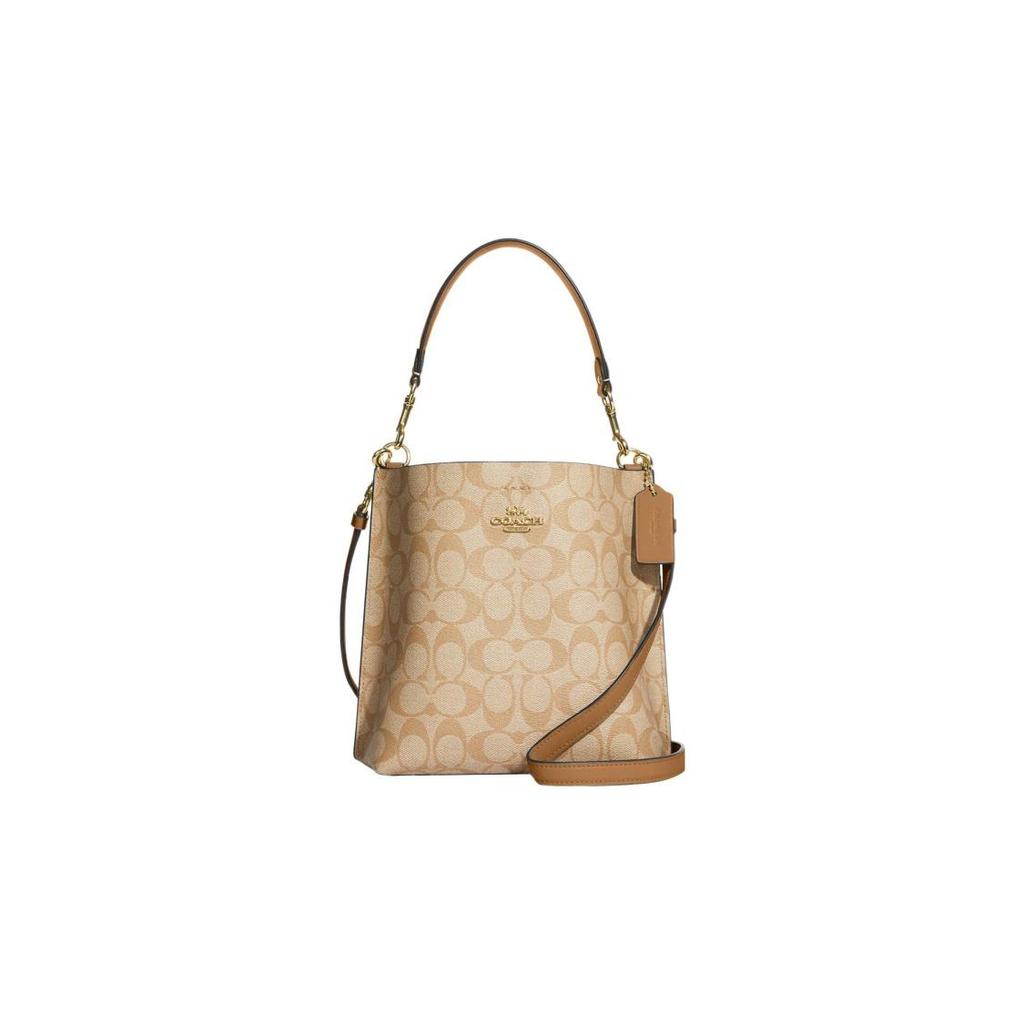 Coach Mollie BUCKET Classic Old Flower Pattern Snap Closure Synthetic Leather Bucket Bag Handbag Shoulder Bag 22 Women's Khaki