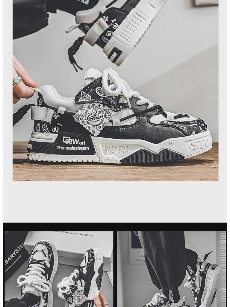 Men's National Style Trendy Autumn Casual Sports Shoes with Thick Sole