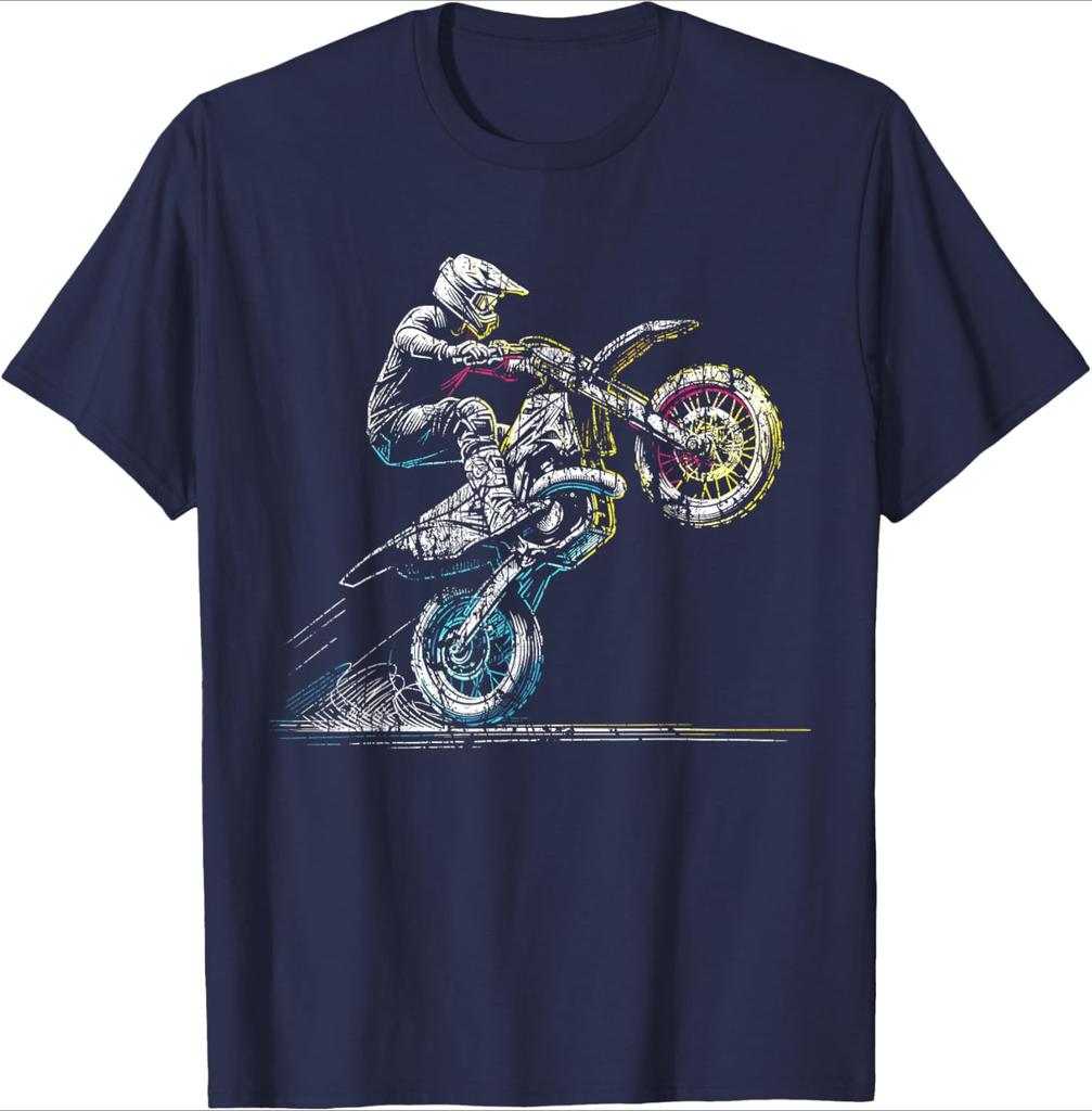 Dirt Bike Rider Retro Motorcycle Motocross TShirt 100 Cotton ONeck Short Sleeve Summer Casual Mens Tshirt Streetwear
