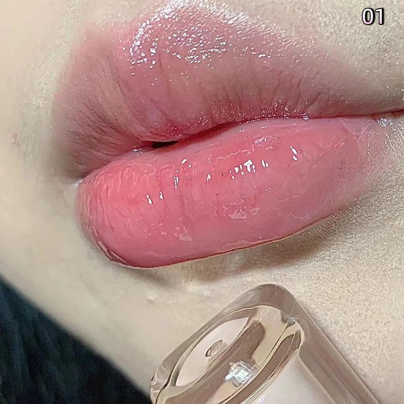 Веселый Фруктовый Зеркальный Блеск для Губ Стеклянный Блеск для Губ Помада Стойкий Увлажняющий Прозрачный Тюбик Макияж Для Подарка Продукты для Макияжа