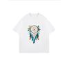 Weißes T-Shirt mit Traumfänger-Blumendruck für Freizeitkleidung