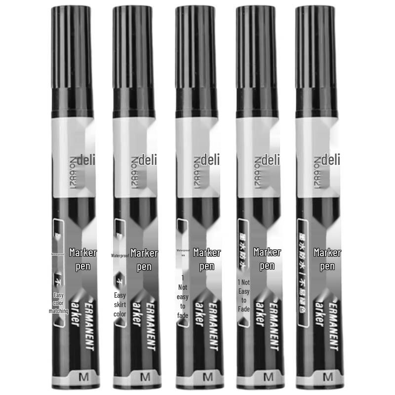 Deli 6821 Black Marker Pens, 10-count Box чёрный