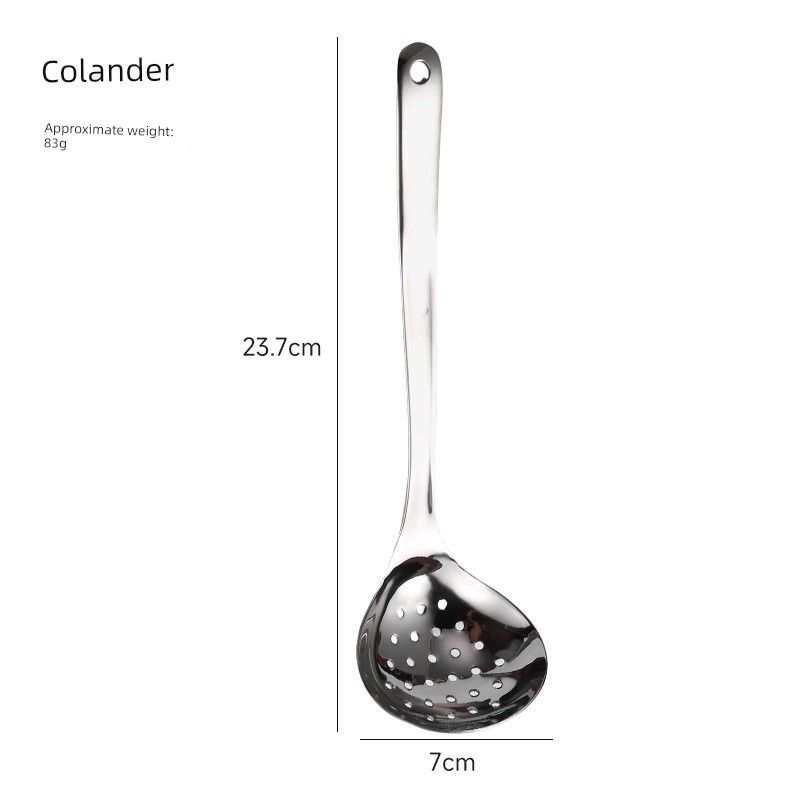 304 Stainless Steel Spoon Set for Home Use, Thickened Long-Handled Large Soup Spoon, Slotted Spoon, Hot Pot Soup Ladle, Small Spoon 7cm Heart-Shaped Soup Shells