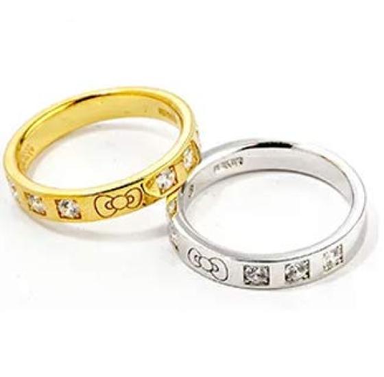 

Hello Kitty Ribbon Ring Birthday Present Gift Wrapping Jewelry Gold Women s #11,