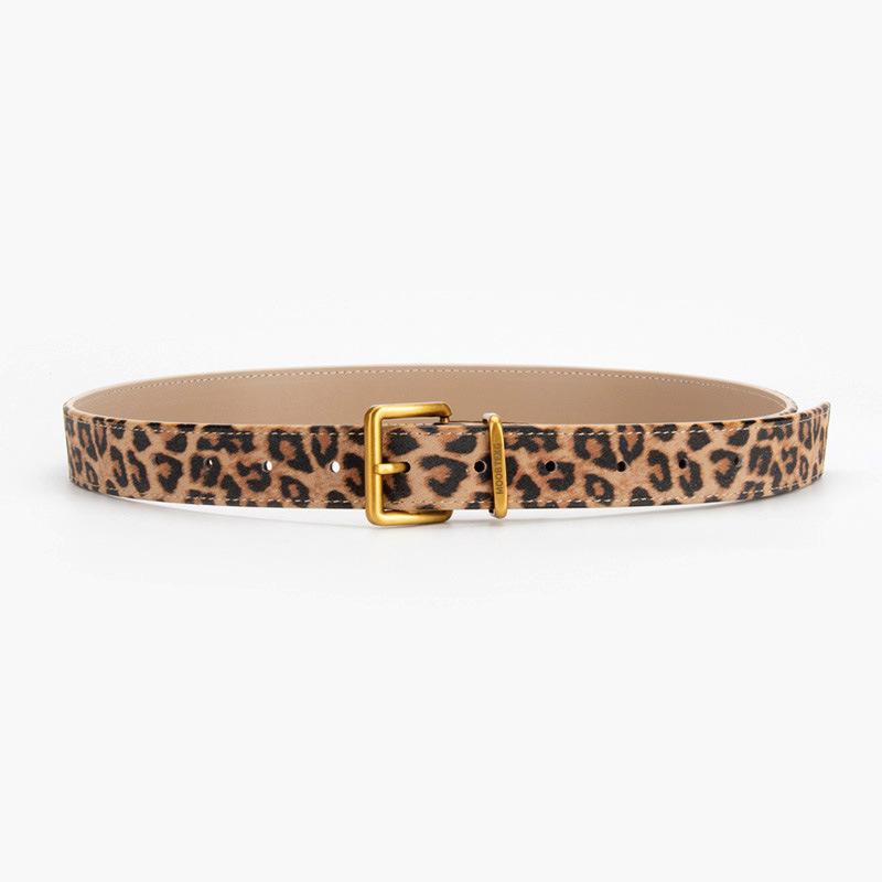 rendy leopard print leather belt pin buckle high texture versatile simple eans decorative belt