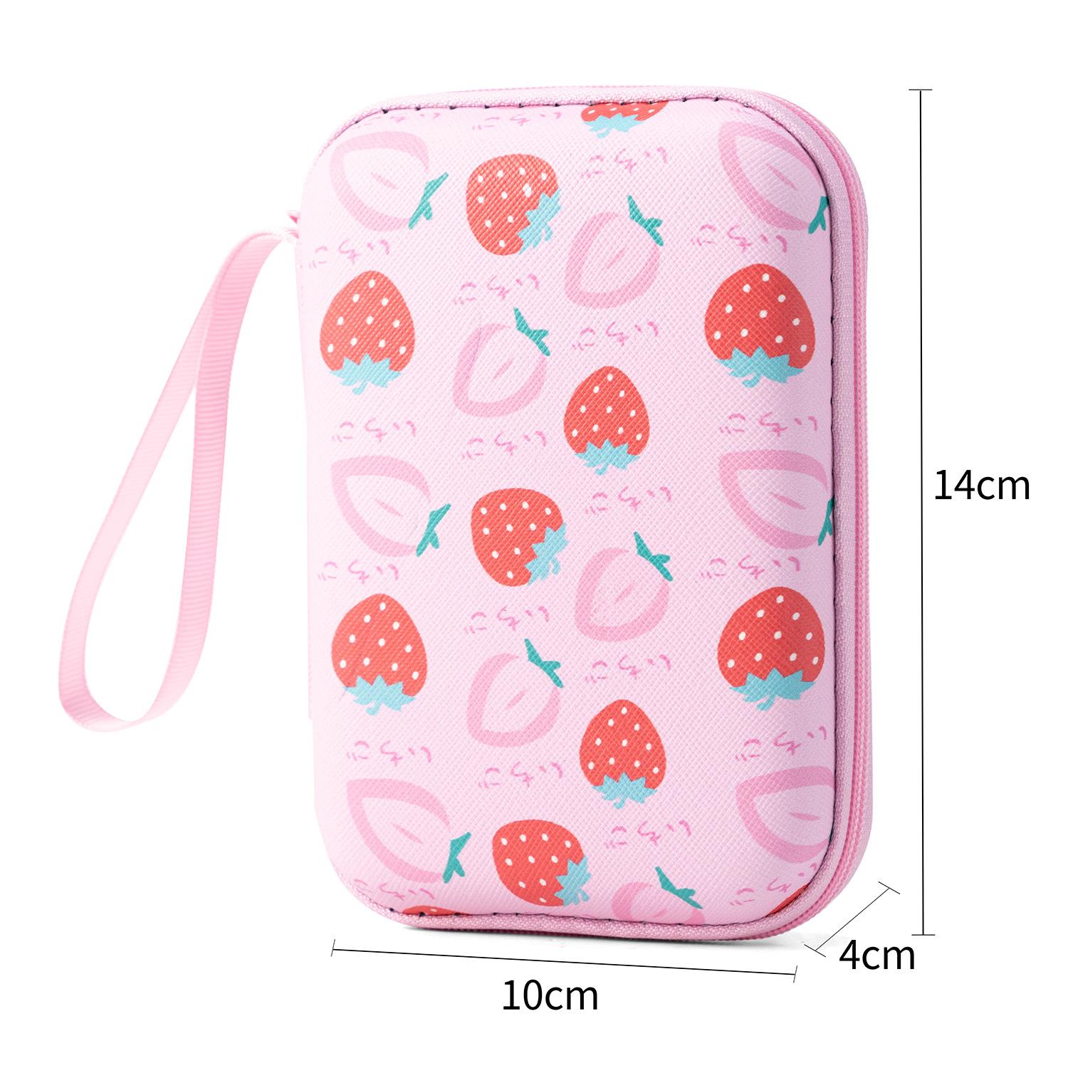 Cute Strawberry Pattern Portable Storage Pouch 14104cm One Size розовый