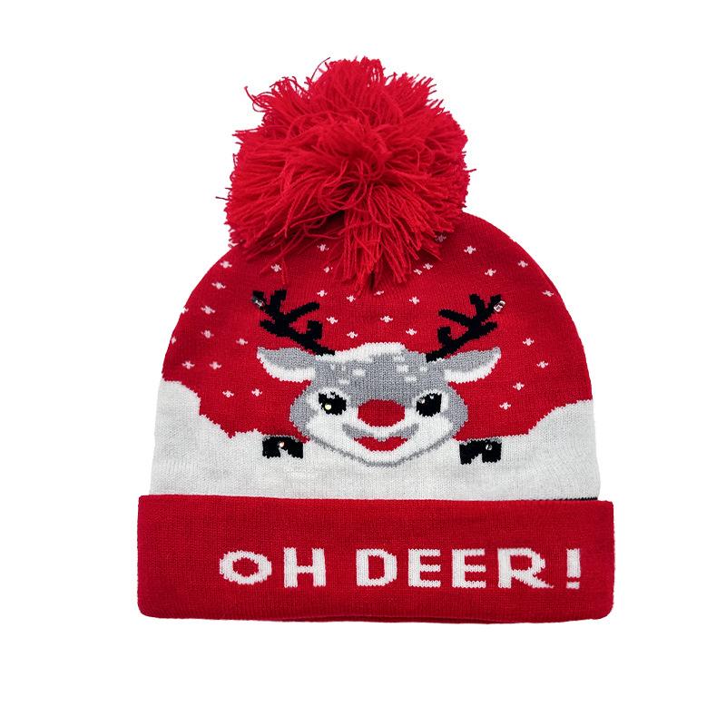 Hot Sale Jacquard Christmas Hat Hairball Ruffled New Year's Gift Winter Warm Cover Knitted Hat
