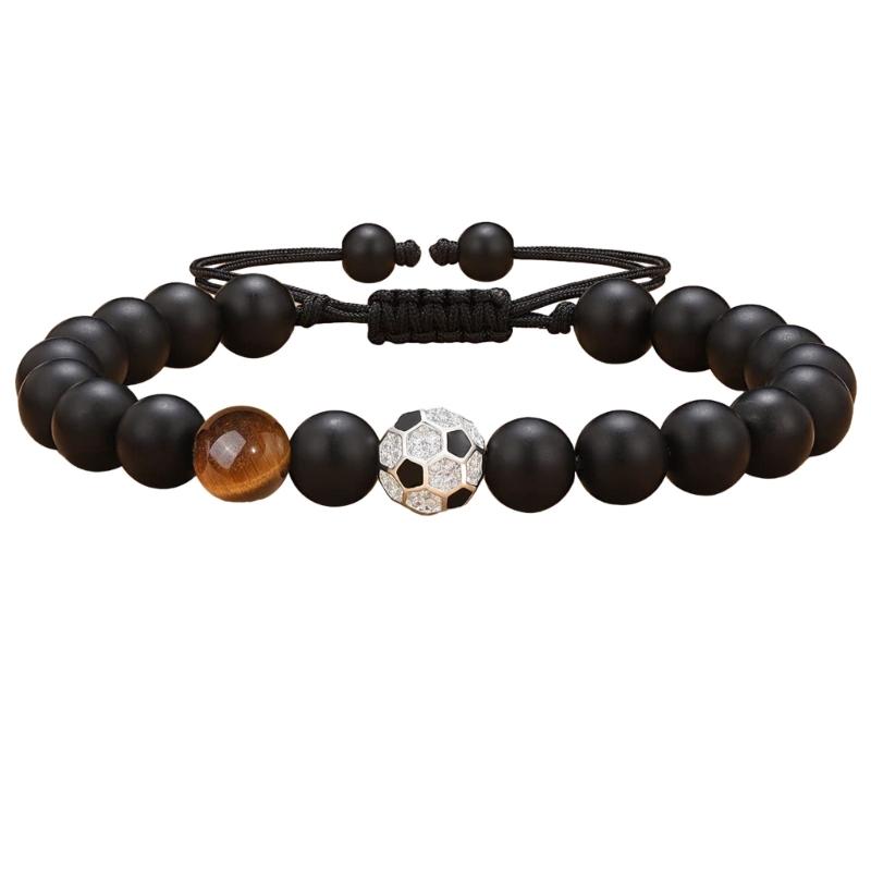 Handcrafted Beaded Bracelet Minimalist Black Handchain with Ball Pendant Versatile Sports Jewelry for All Occasions