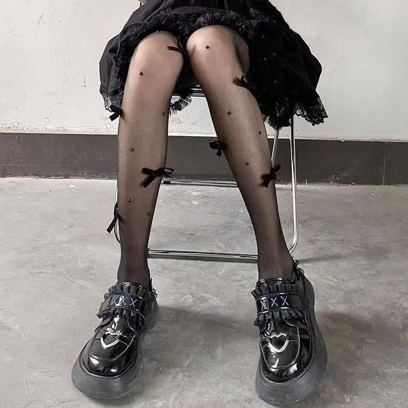 Lolita Sokker Kvinner Sexy Blonder Strømper Lårhøye Sokker Nylon Lange Sokker Strømpebukser Anime Sløyfe Strømper Høy Kvalitet