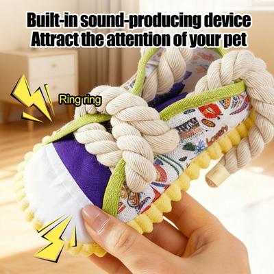 Yousheng Dog Chew Toy Sneaker Funny Puppy Teething Toy Cotton Rope Chew Toy with Squeaker And Bell for Aggressive Chewers Small Medium Dogs Fetch