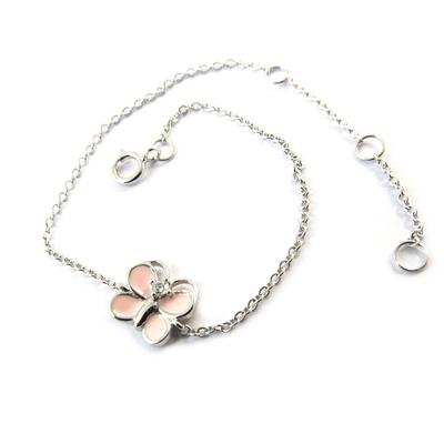 [N5375] - Silver Bracelet 'Butterflies' Silver Pink (rhodium Plated)
