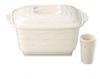 White pickle bowl with drainer, made in Japan, refrigerator safe