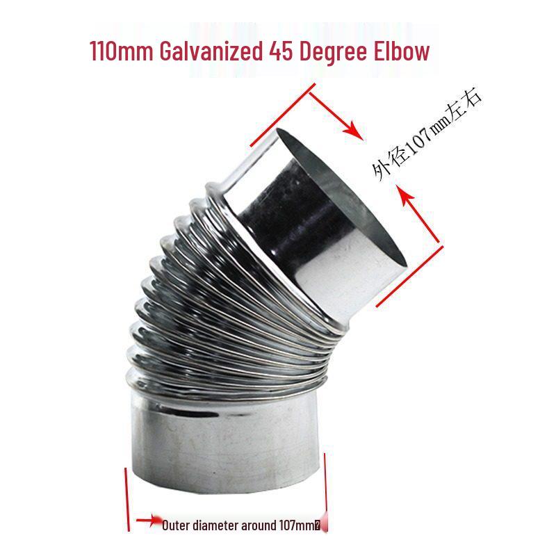 Galvanized Iron Wood Stove Chimney Ventilation Pipe - 3-Way for Kitchen and Fireplace