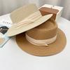 Women Summer Straw Hat Travel Beach Panama Sun Hats For Female Solid Color Ribbon Wide Brim Sunscreen Cap