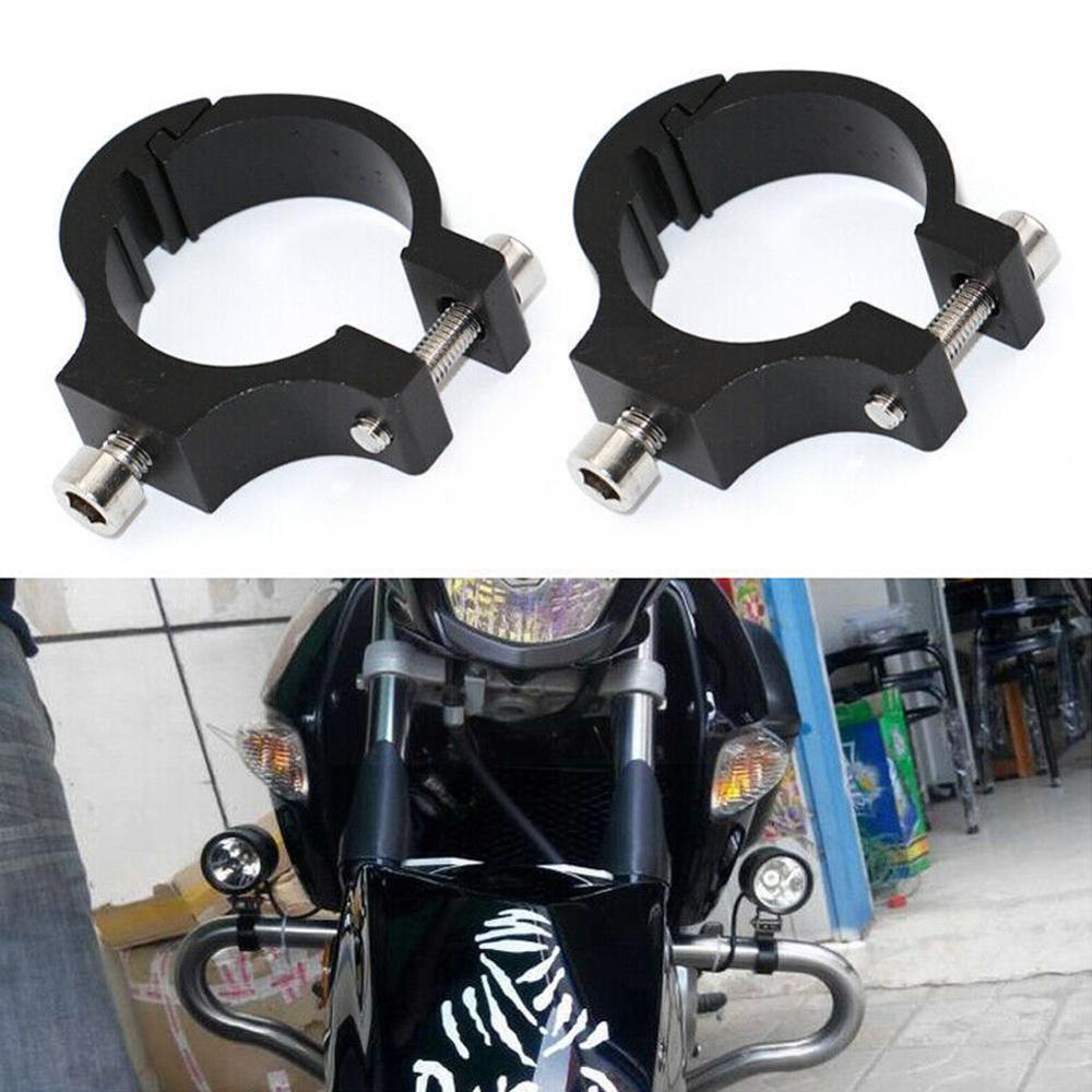 2pcs Universal Motorcycle Headlight Bracket Tube Fork Spotlight Holder Clamp Mounting Handlebar Clamp Kit For For Honda E8T7
