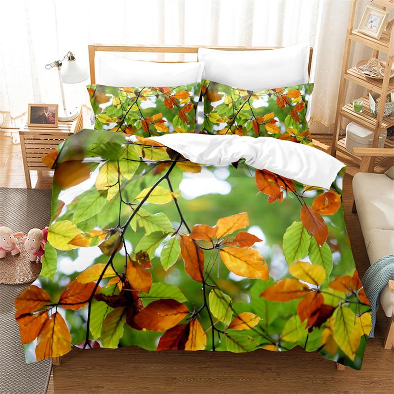 Leaves Bedding Sets Green Plants Duvet Cover Boys Girls Kid‘s Duvet Cover Set King Quilt Cover Bedroom Bed Set Queen Bedding Set