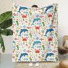 1pc Vibrant Marine Life Flannel Throw Blanket - Cozy, Soft, and Warm with Dolphins, Crabs, and Sea Plants Print - Ideal for Couc