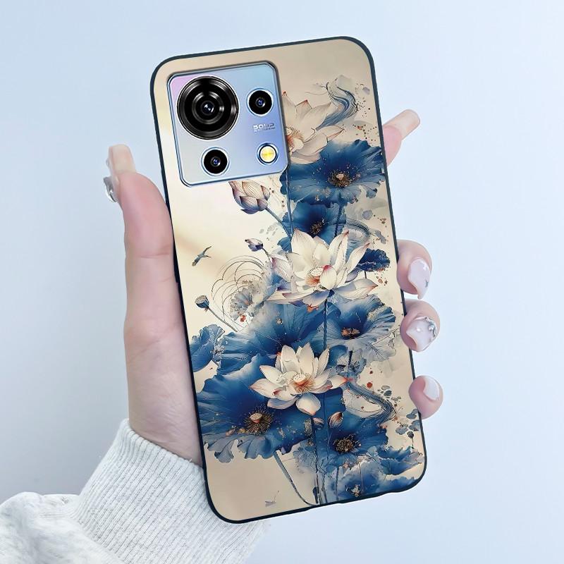 For ZTE Blade V50 Vita Case Black TPU Silicone Luxury Cute Cool Flower Phone Cases for Blade V 50 Vita V50Vita Bumper Soft Cover