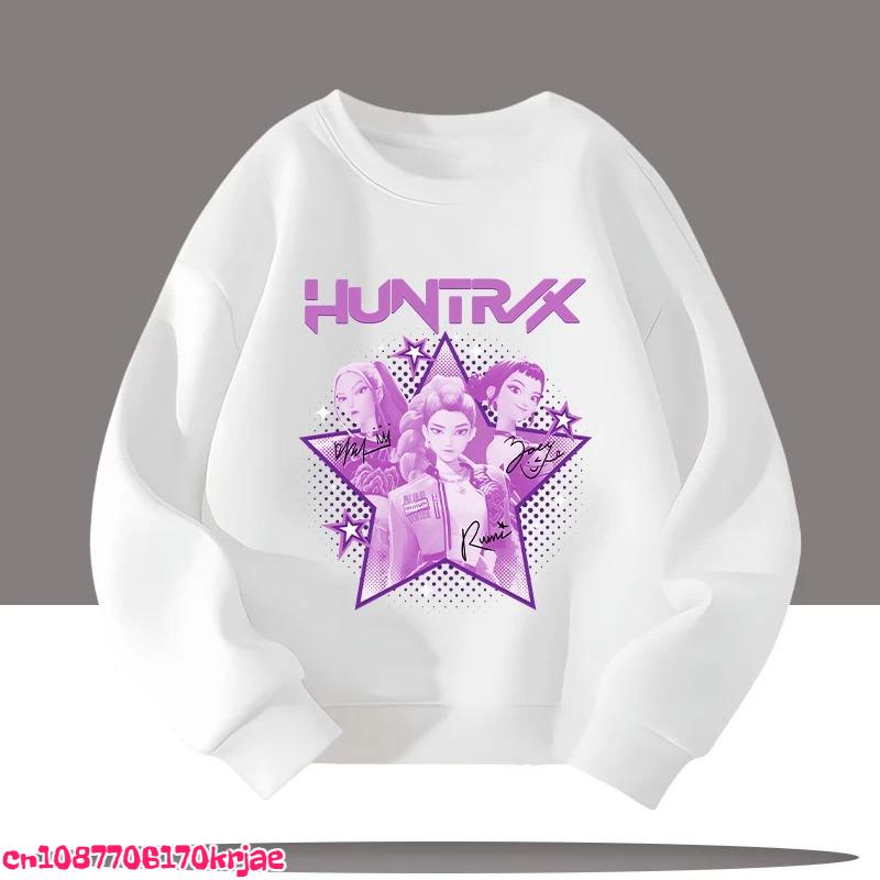 2026 Wiosna i Jesień K-pop Łowcy Demonów Nowa Dziecięca Koszulka Sportowa z Okrągłym Dekoltem i Nadrukiem Kreskówkowym - 3-12 Lat Urocza Dziewczęca Codzienna Góra