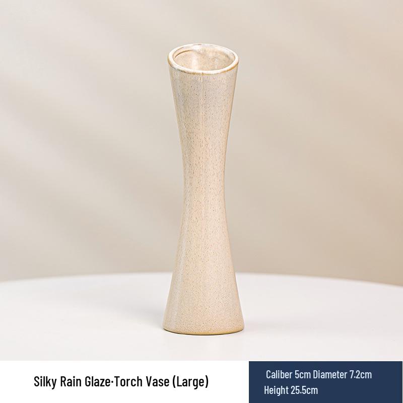 Wabi-Sabi Ceramic Vase: Elegant Hydroponic Bamboo Arrangement for Living Room & Dining Table