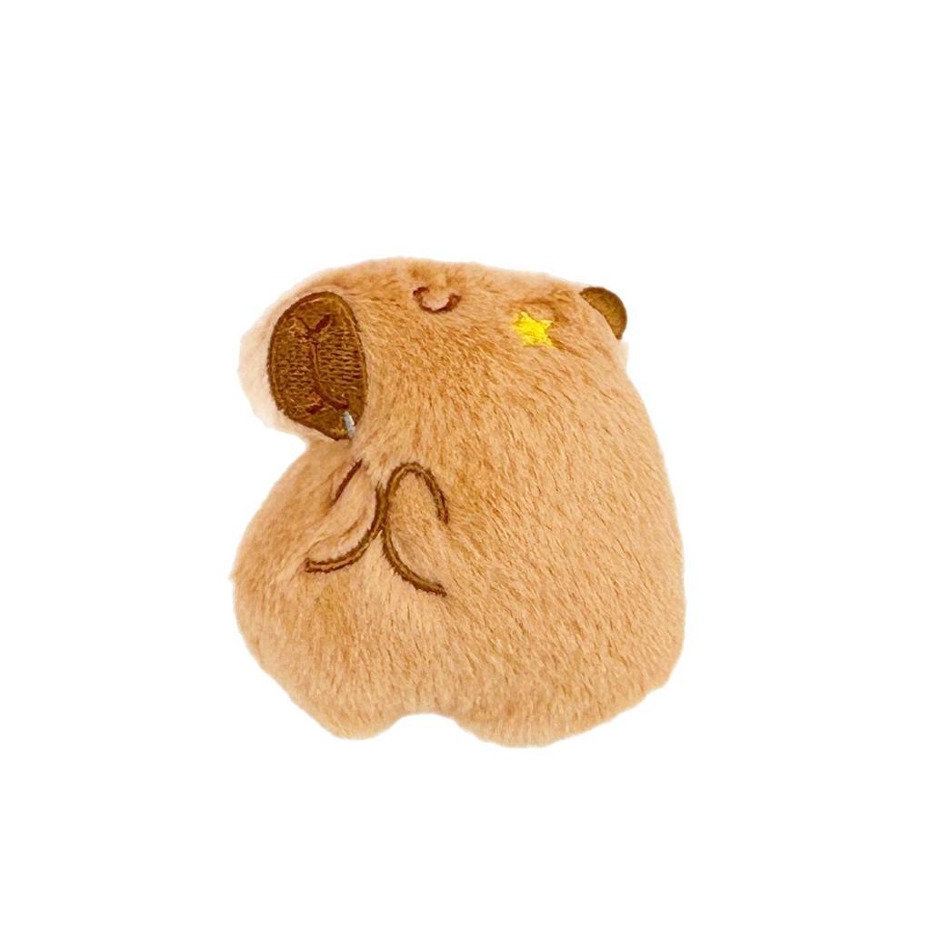 Cute Shy Capybara Plush Keychain: Cartoon Hamburger Design for DIY Clothing, Shoes, and Hat Accessories