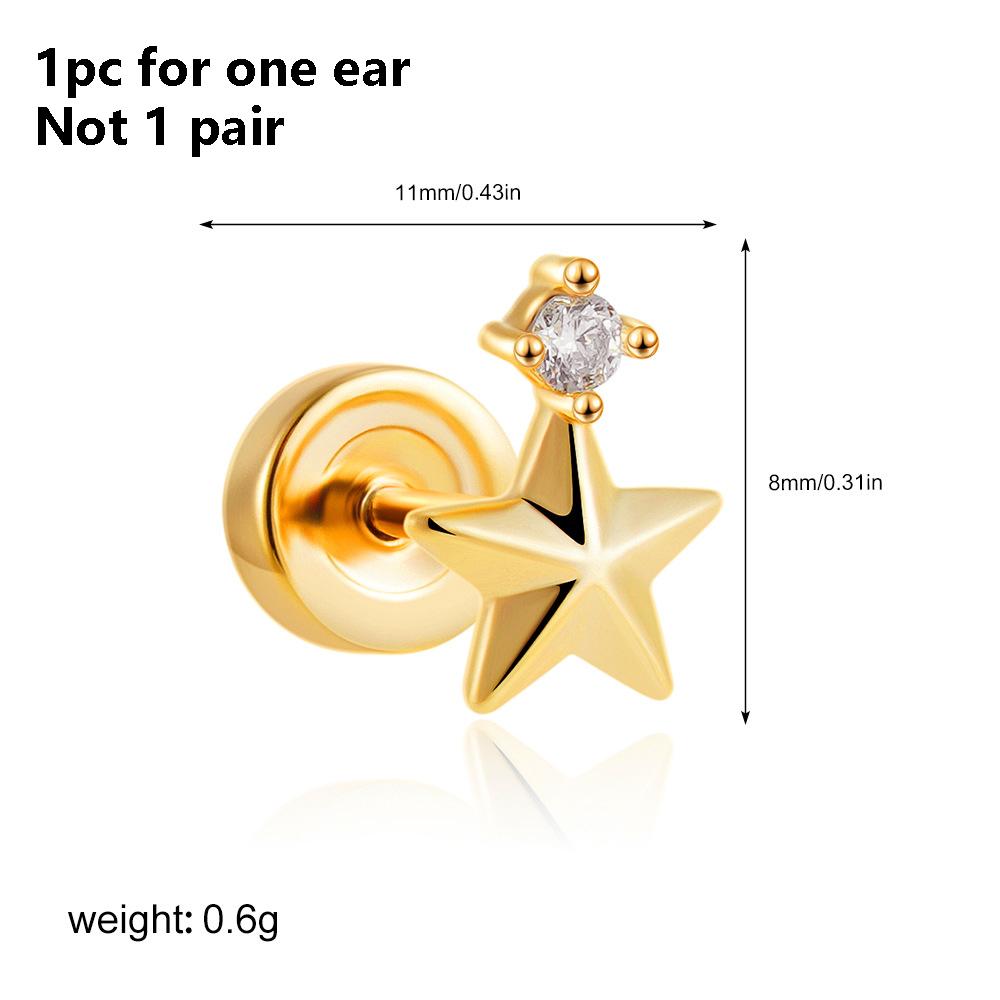 1PC Stainless Steel Star Moon Sun Stud Earrings For Women Simple Daily Wear Cartilage Piercing Earring Punk Unisex Rock Jewelry