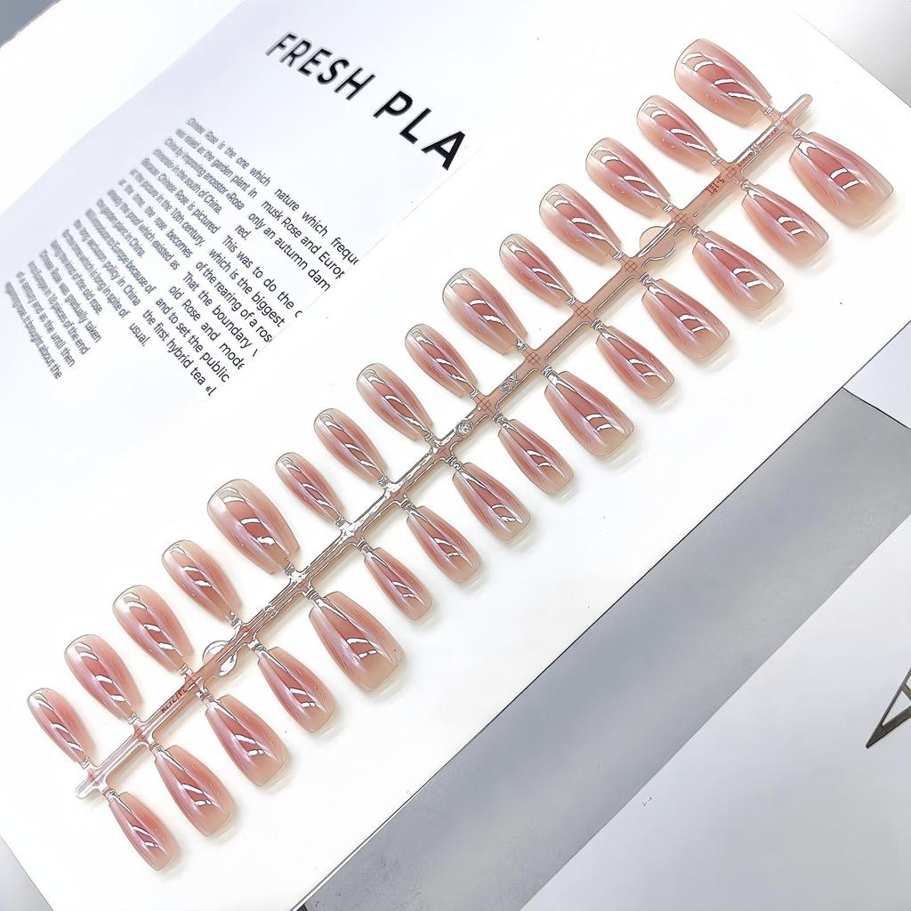 Aurora Cat-Eye Gradient Blush Electroplated Nail Tips