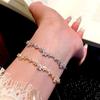 Trendy Micro-Paved Zirconia Flower Bracelet for Women, Adjustable Pull-String Style, Influencer Inspired Hand Jewelry