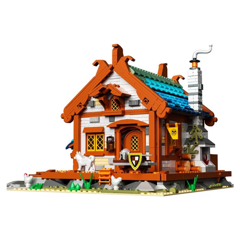 

1707PCS Medieval Blacksmith Shop Building Blocks European Street Scene Bricks Model Set With Light Kids Educational DIY Toy Gift