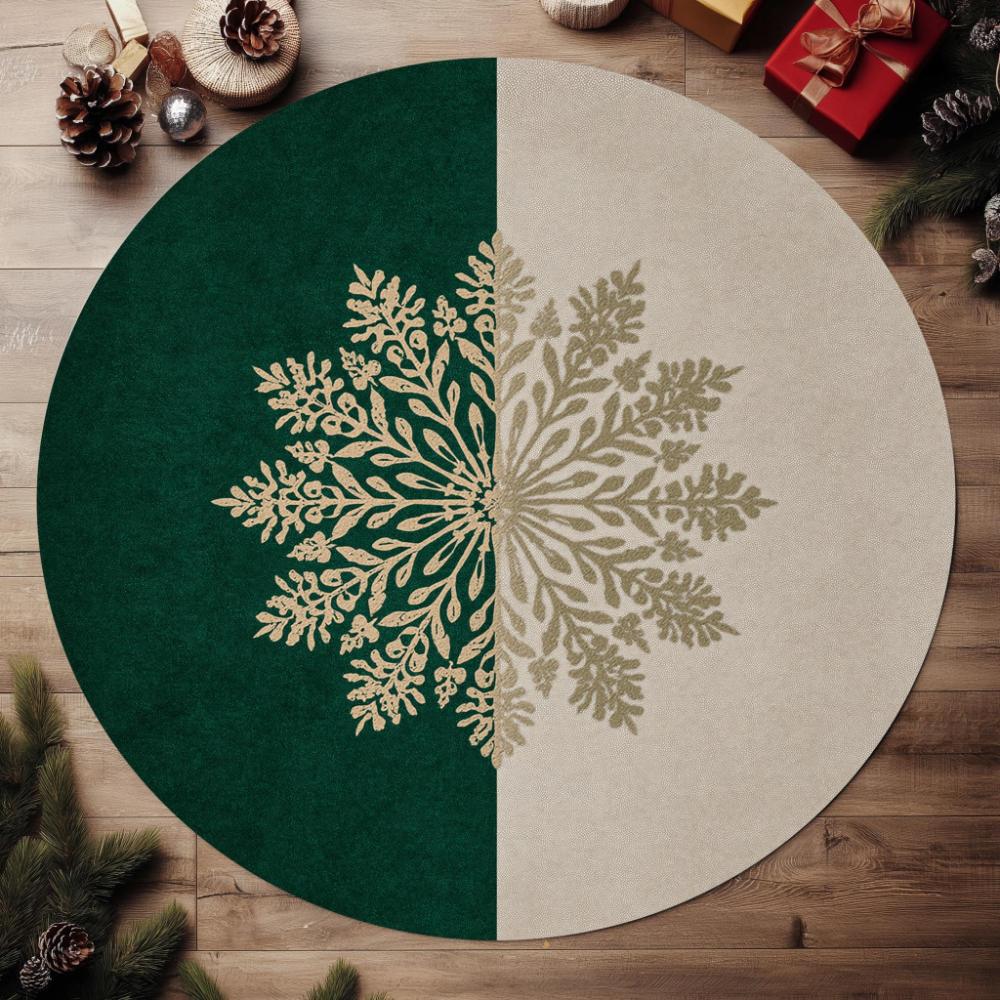 Modern Black White Contrast Snowflake Round Rug Abstract Yin Yang Pattern Area Carpet Minimalist Apartment Hallway Door Mat