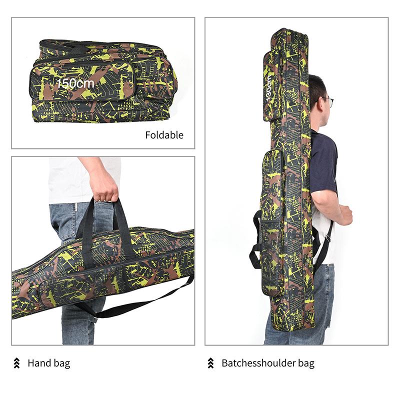 1.3M/1.5M 2-Layer Foldable Large Belly Sea Fishing Bag Double Shoulder Fishing Rod Bag Outdoor Storage Tool Kit For Fishing