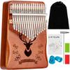 Moon River Kalimba, 17 Keys, Pre-tuned, Scale Marked, Thumb Piano, Includes Japanese Sheet Music, Beginner-Friendly Instrument Set (Brown)