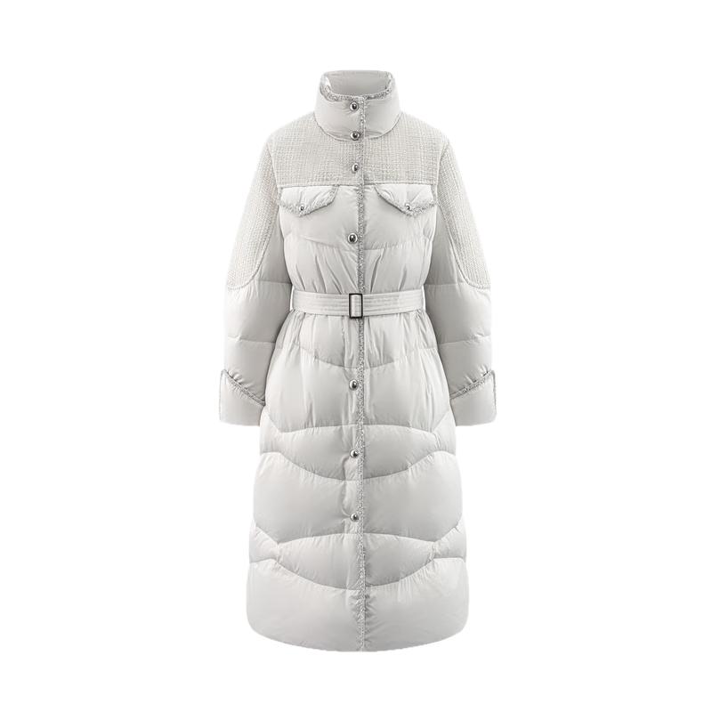 Aolaiyi Women's Long Goose Down Coat with Belt