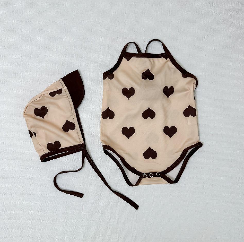 Korean Style Baby Girl Heart Strappy One-Piece Swimsuit 66 cm абрикосовый