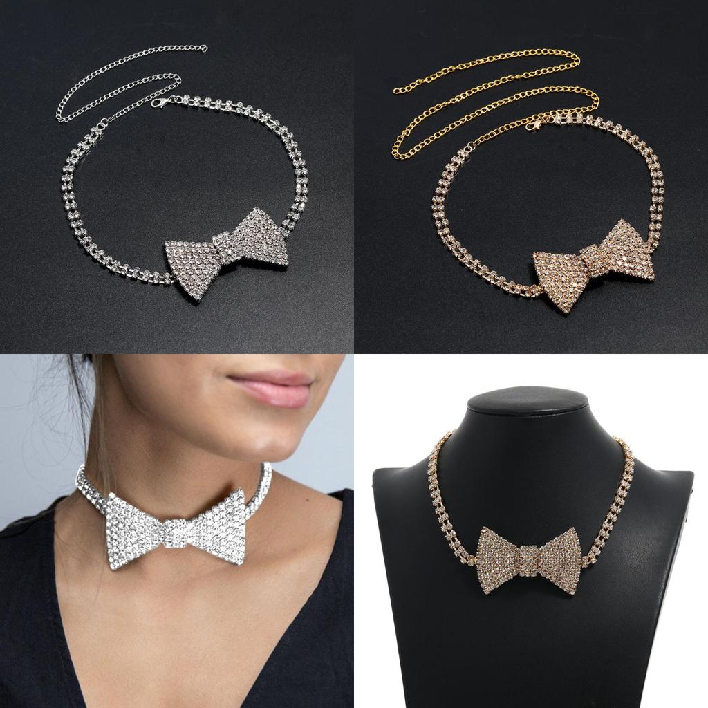 Diamond Wave Water Chain Necklace Butterfly Pendant For Female Fashion Statement