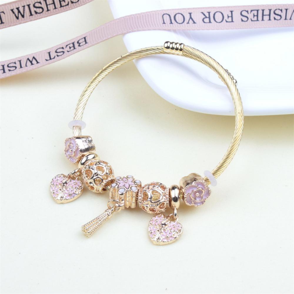 Beaded Bracelet Bangle Multi Element Stainless Steel Copper Alloy Open Spring Snake Bone Chain