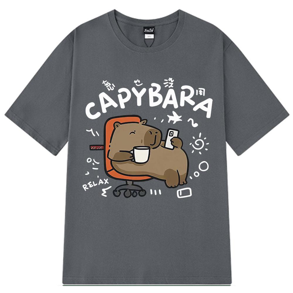 Funny Capybara Cartoon Printed Tshirt Unisex Unisex Casual Loose Short Sleeved Tshirt Summer Stree Casual Harajuku Unisex T Shirts