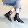 ~ Internet celebrity fashion British short boots four seasons thick super high heel women elastic thin confidential hair