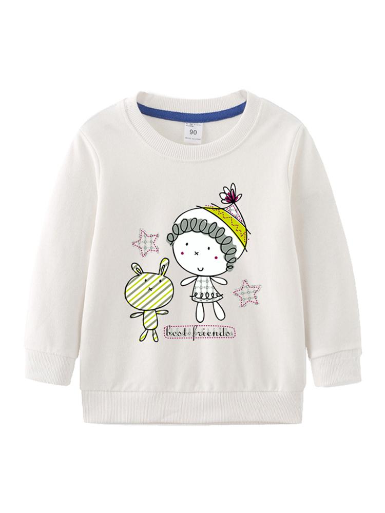 

Детская рубашка с длинными рукавами, детский повседневный пуловер, толстовка с милым принтом для девочек, весенне-осенний толстовка, хлопковый топ с круглым вырезом для девочек