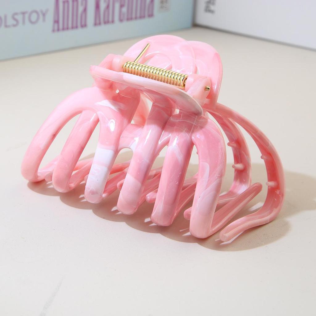 Super Grip Large Smudge-Ink Pumpkin Claw Hair Clip - 2025 New Style Women's Back-of-Head Shark Clip Accessory